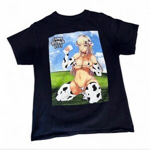 black Fuwa Fuwa x IIII "Mommy Milkers" anime T-shirt size Medium